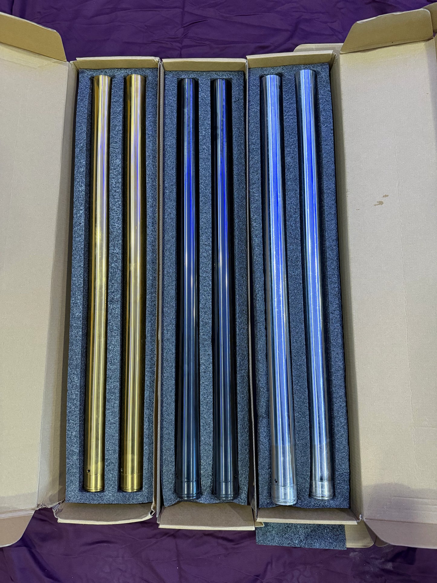 SSMFG 39mm fork tubes GOLD, BLACK, CHROME