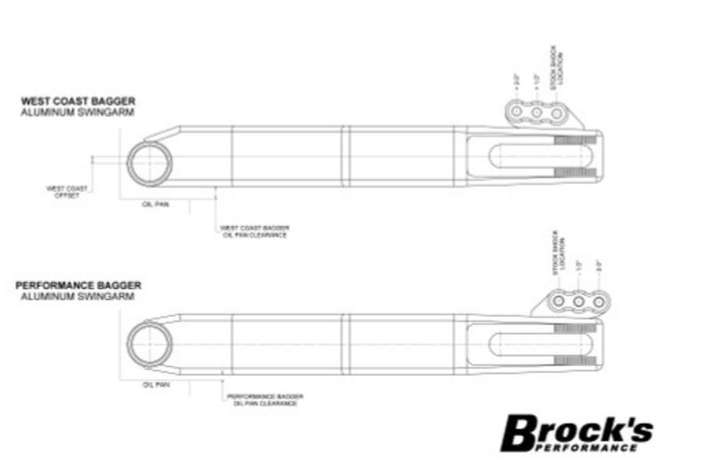 BROCK’S PERFORMANCE WEST COAST BAGGER SWINGARM (BURNISHED) (09’-22’ TOURING)