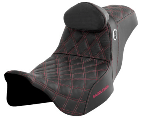 Saddlemen Pro Series SDC Performance Seat - with Backrest - Lattice Stitch/Lumbar Gripper - FL '08-'23