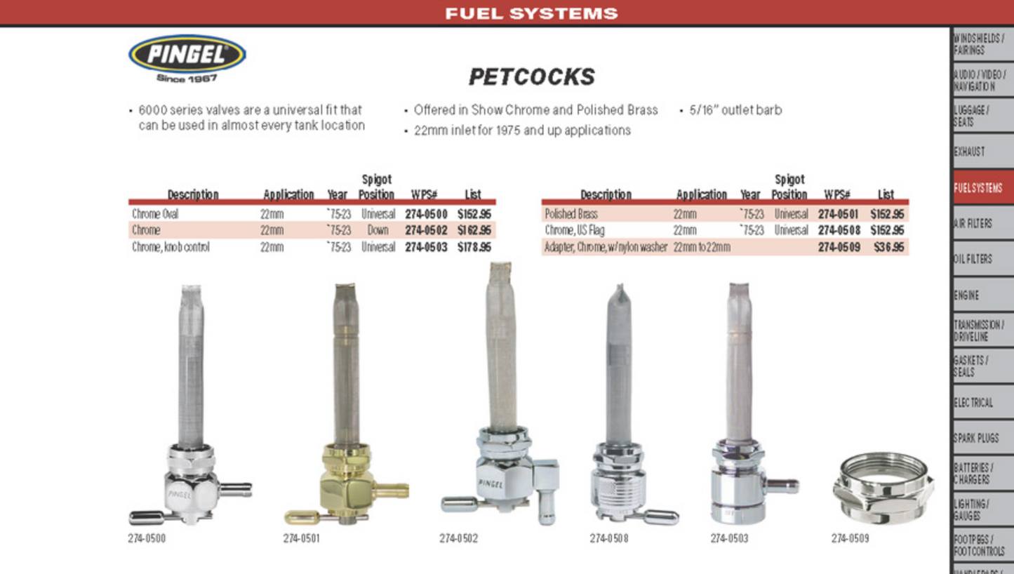 GOLAN 22MM PETCOCK BACKWARD BLACK 5/16 HOSE